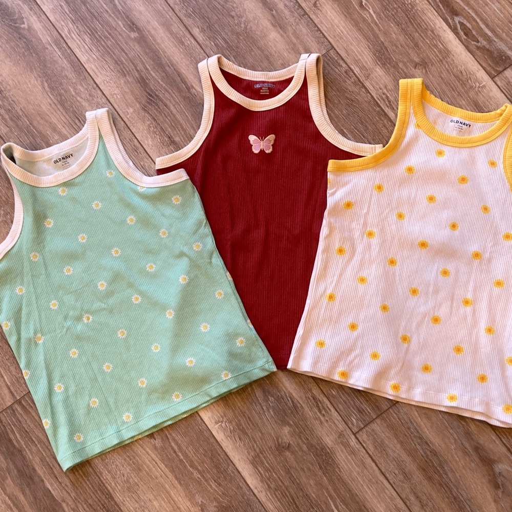 Old Navy Colorful Tank Tops with Floral Patterns and Butterflies